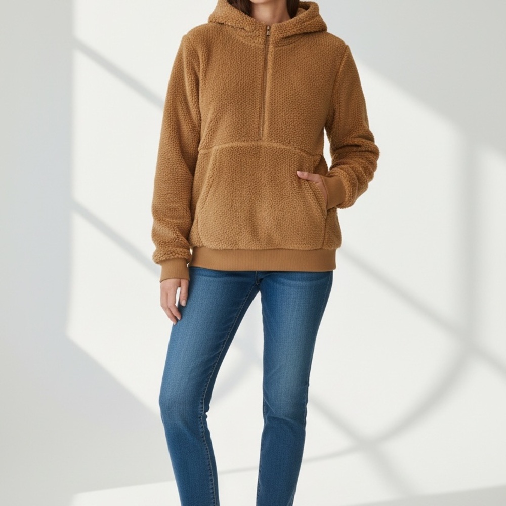 Cozy Tan Sherpa Hoodie / Sz M